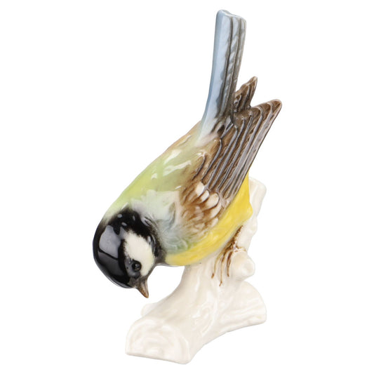 Kohlmeise auf weißem Holzstück