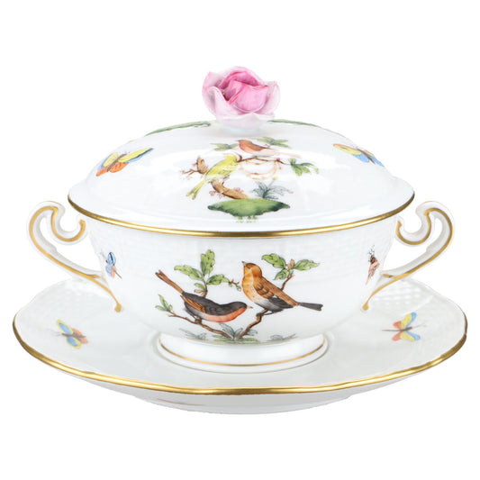 Suppentasse mit Untere und Deckel Modell 744 - Rose pink