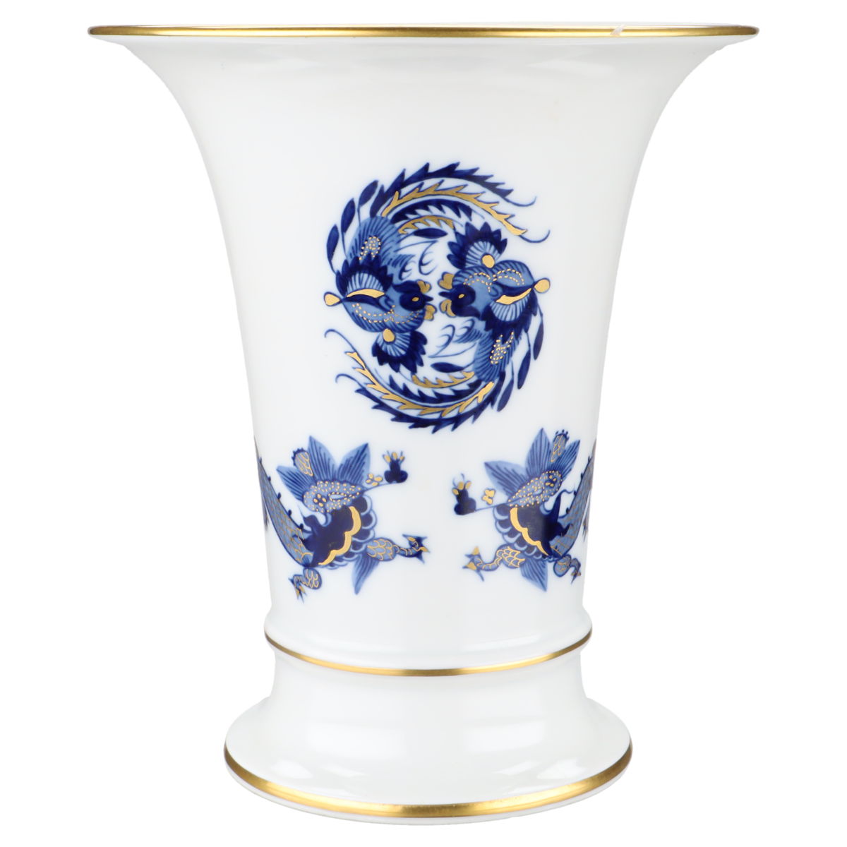 Trichtervase mittelgroß Reicher Drache Blau Gold geschuppt II.Wahl