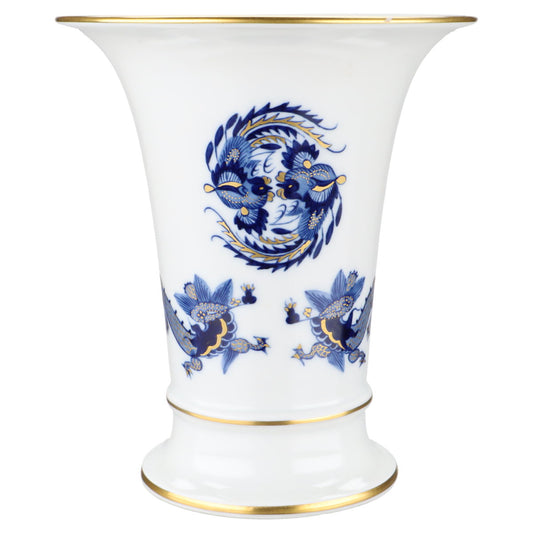 Trichtervase mittelgroß Reicher Drache Blau Gold geschuppt II.Wahl