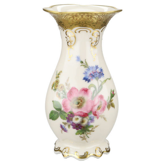 Vase klein Motiv Blumenbouquet mit Goldapplikationen