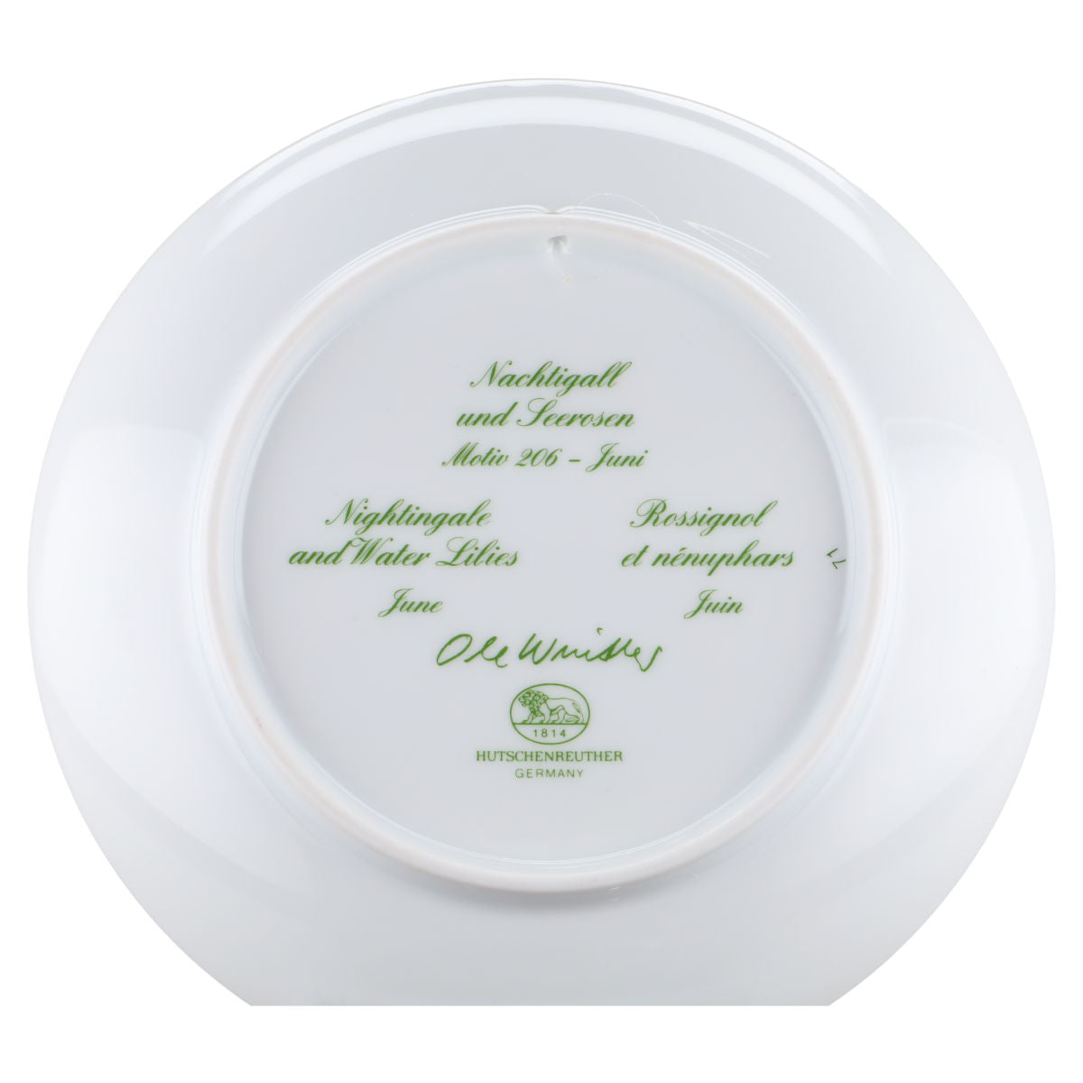 Wandteller klein - 206 Juni - Nachtigall + Seerosen