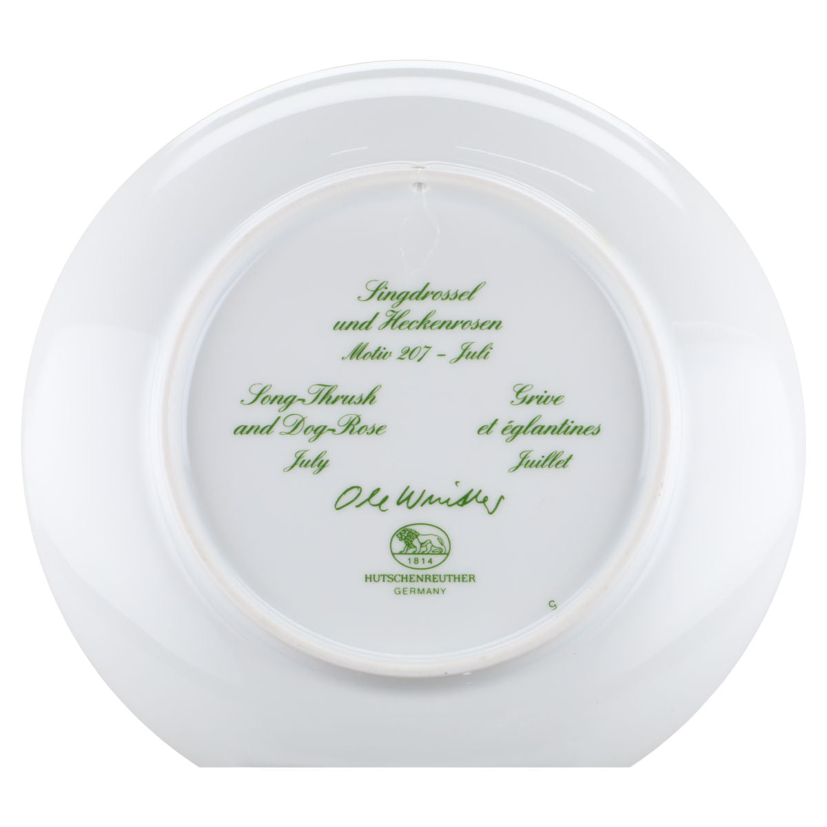 Wandteller klein - 207 Juli Singdrossel + Heckenrosen