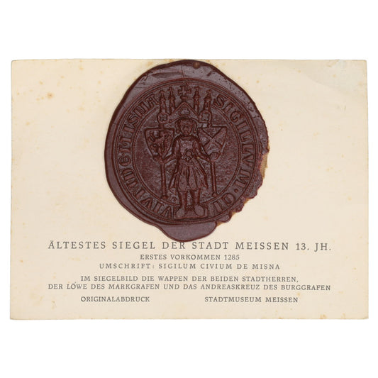 Ältestes Siegel der Stadt Meissen 13.JH Originalabdruck
