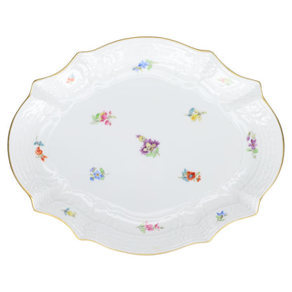 Servierschale oval mit Reliefrand Motiv Streublume I.Wahl