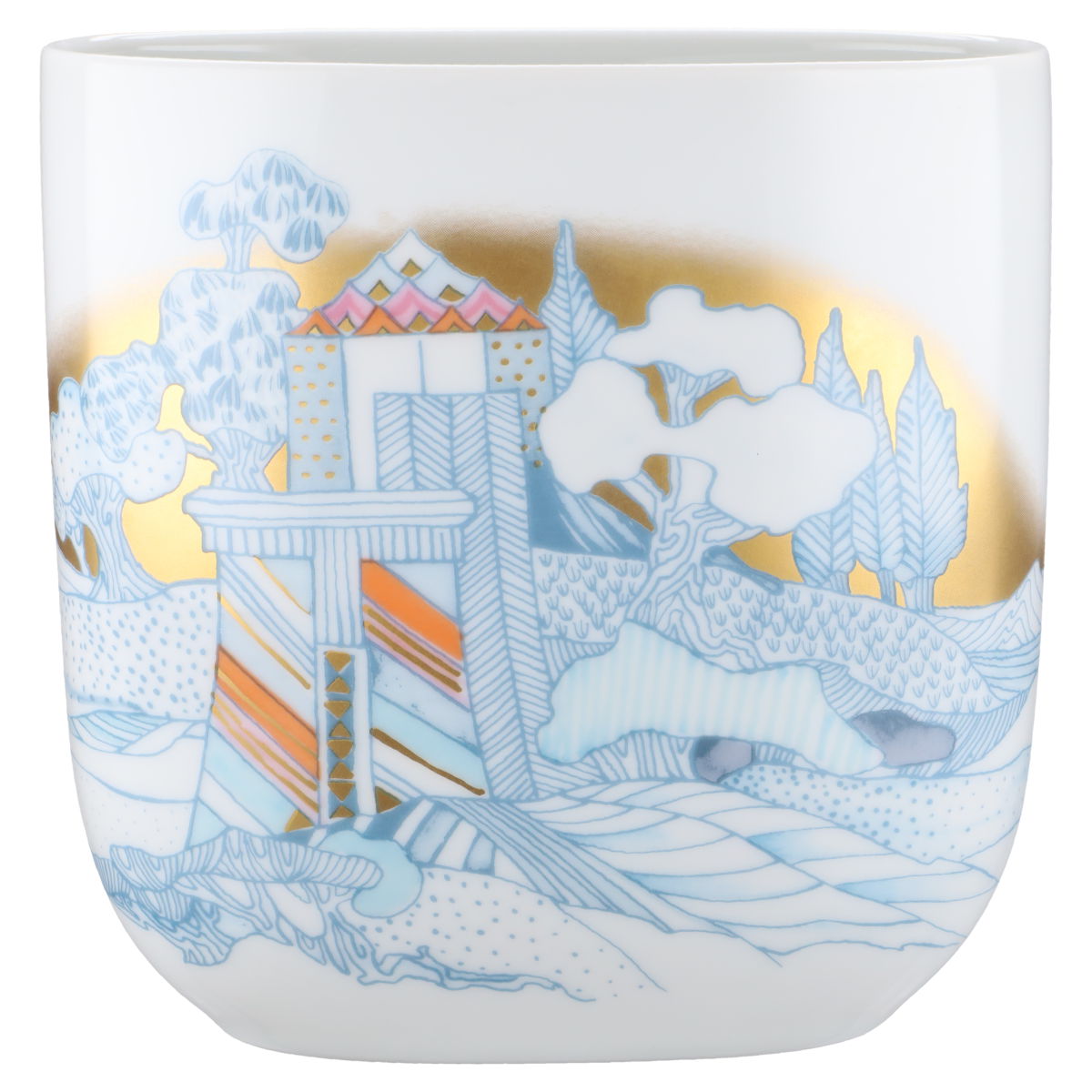 Vase flach mittelgroß Motiv Blau