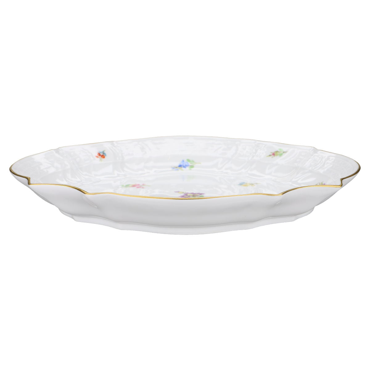 Servierschale oval mit Reliefrand Motiv Streublume I.Wahl