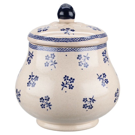 Zuckerdose mit blauen Knauf