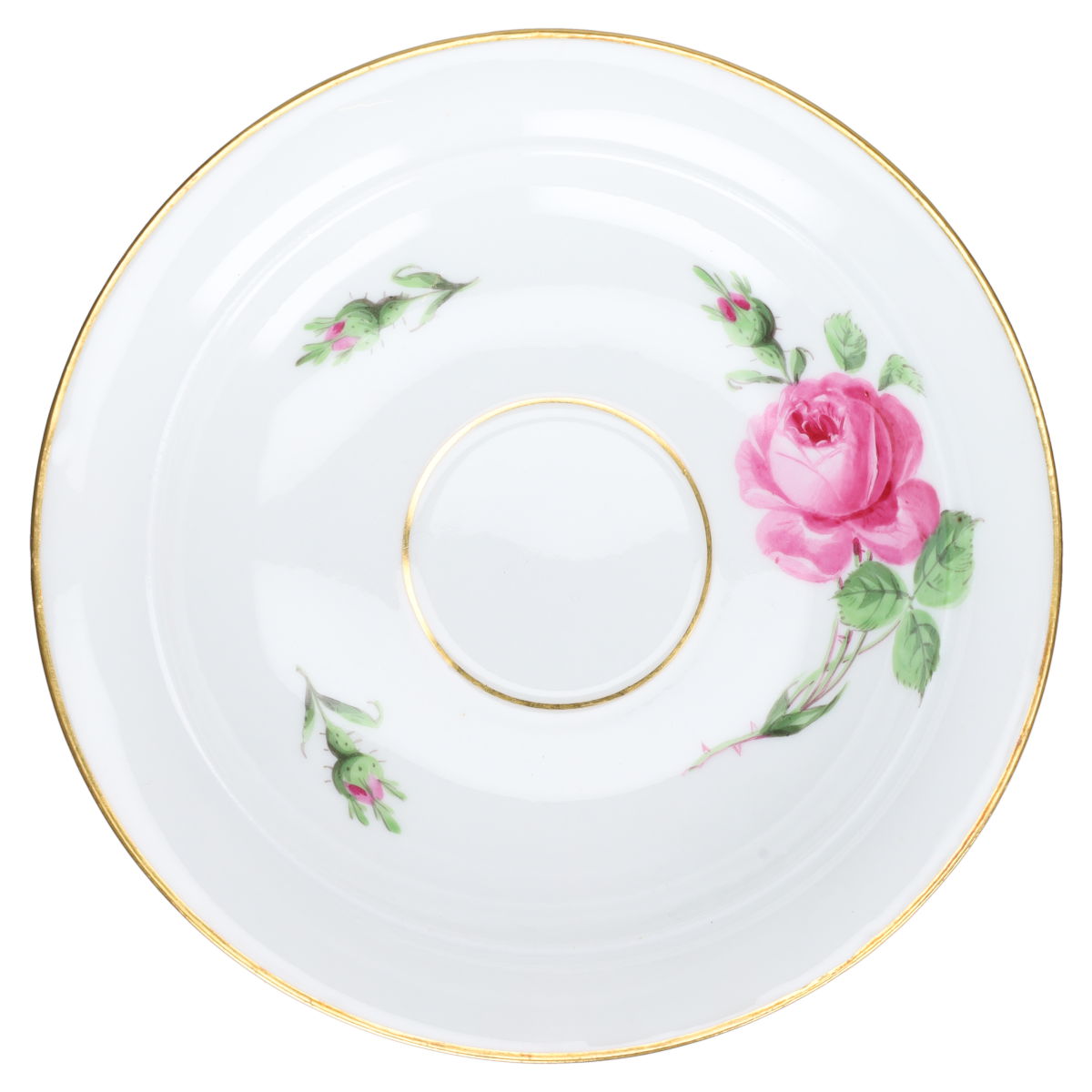 Untertasse für Kaffee mit schmalem Goldrand