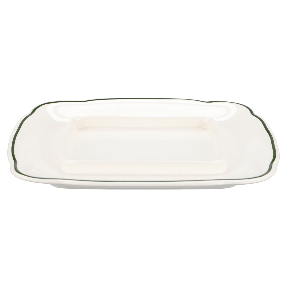 Butterdose eckig - grüner Rand