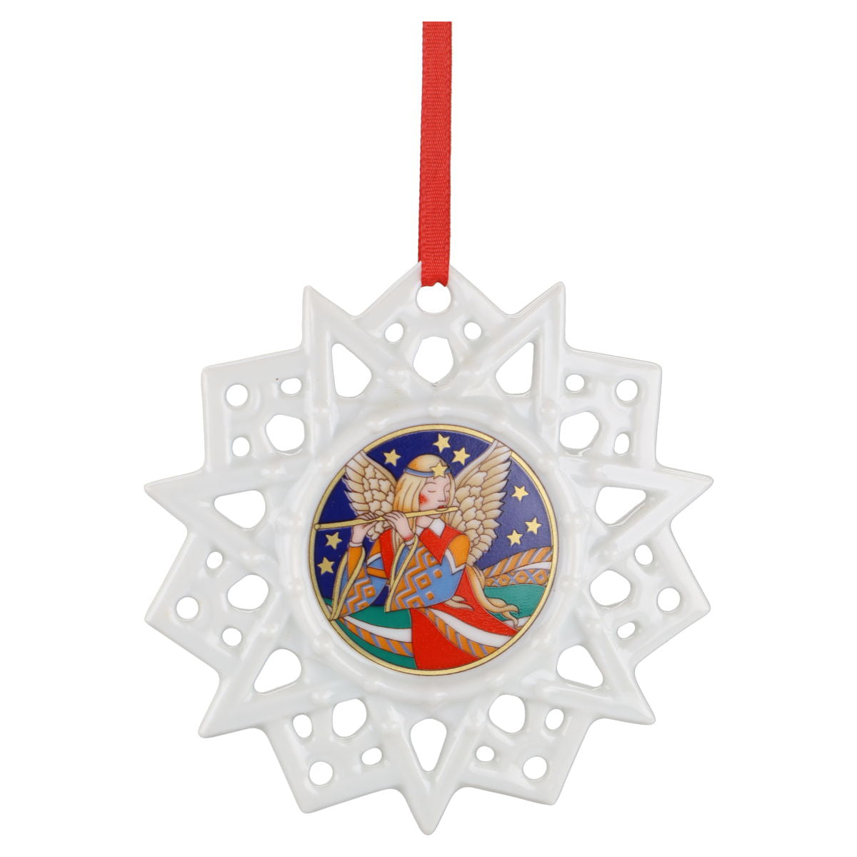 Weihnachtsstern Engel mit Querflöte