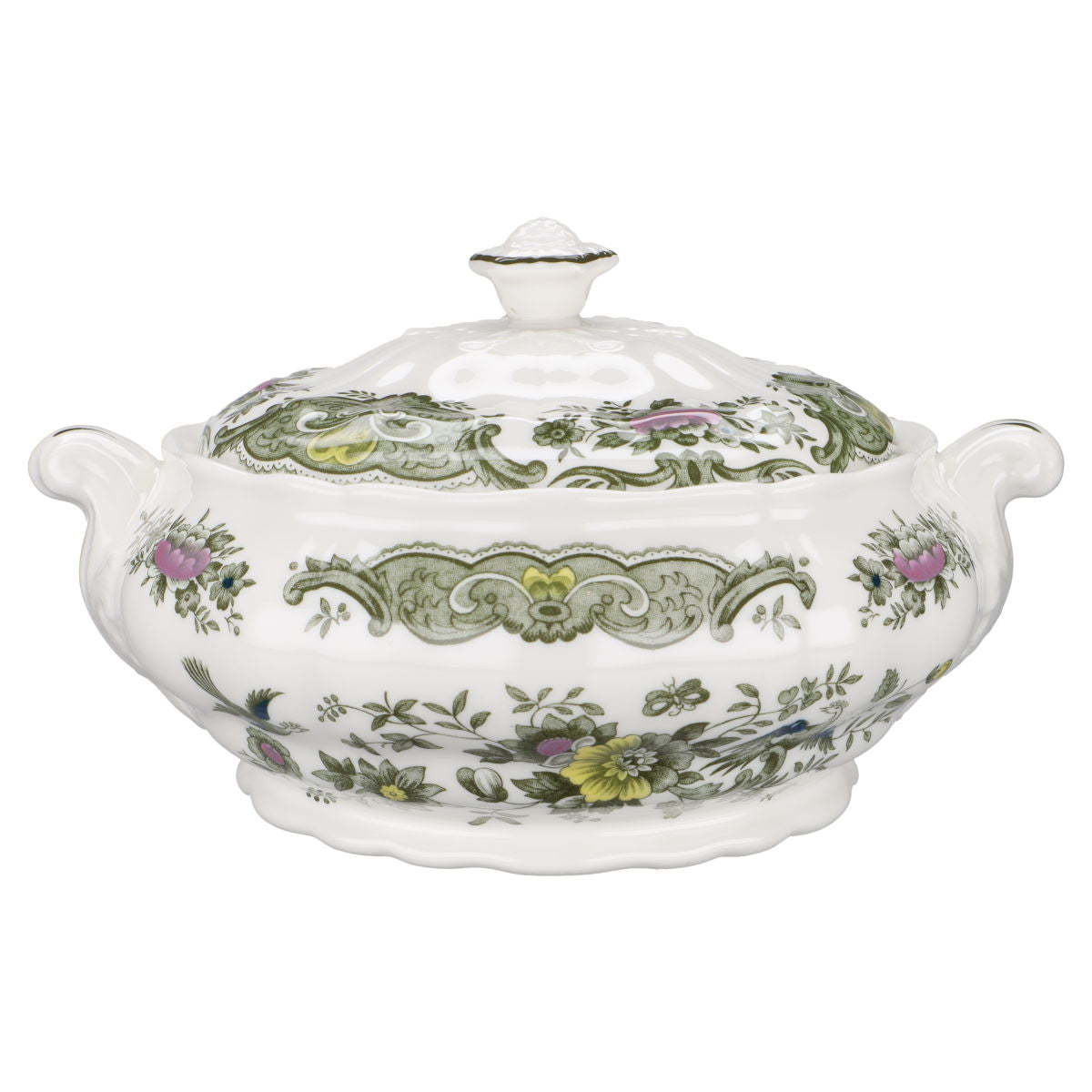 Ragout / Terrine mit lila Blume