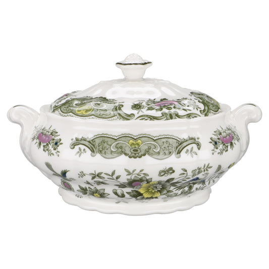 Ragout / Terrine mit lila Blume