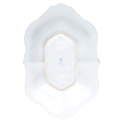 Prunkschale oval II.W Pfeifferzeit mit Goldapplikationen Rote Rose