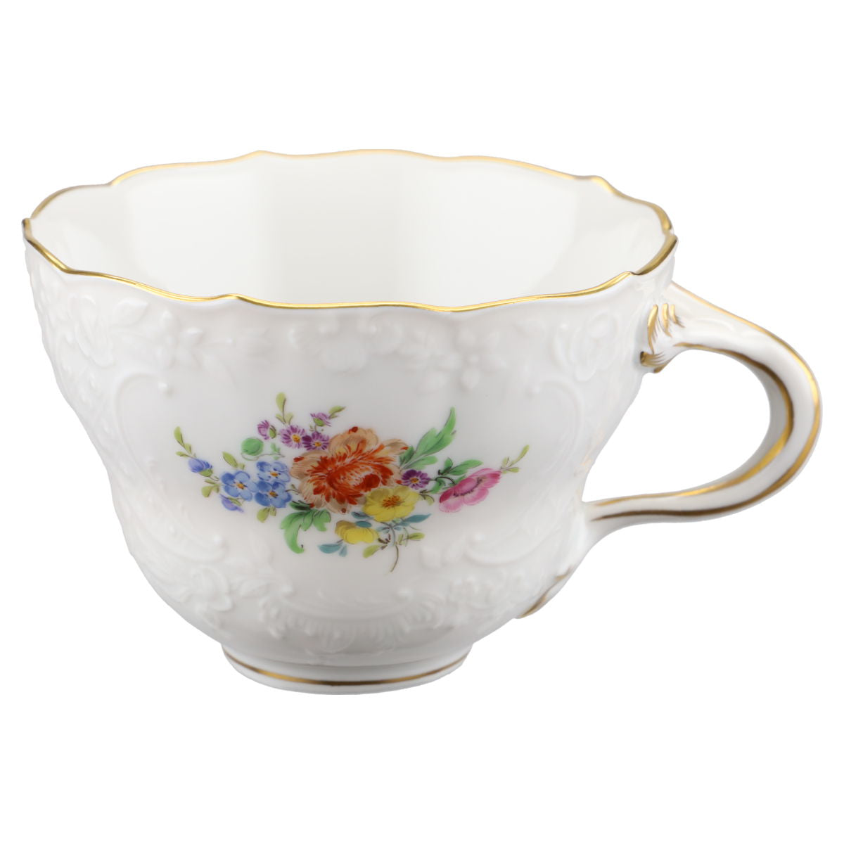 Kaffeetasse Motiv Blüte Orange / Margerite Lila