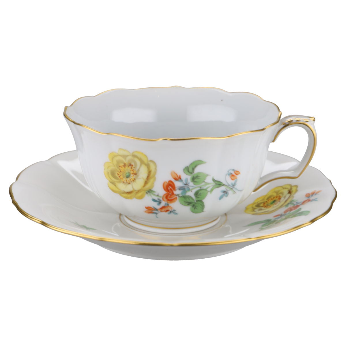 Teetasse mit Untertasse Pfingstrose gelb