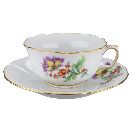 Teetasse mit Untertasse Chrysantheme lila