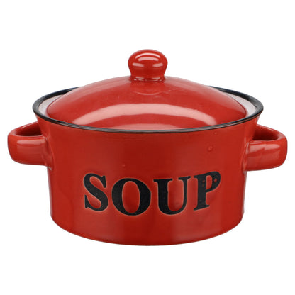 Suppentasse mit Deckel 2tlg. rot