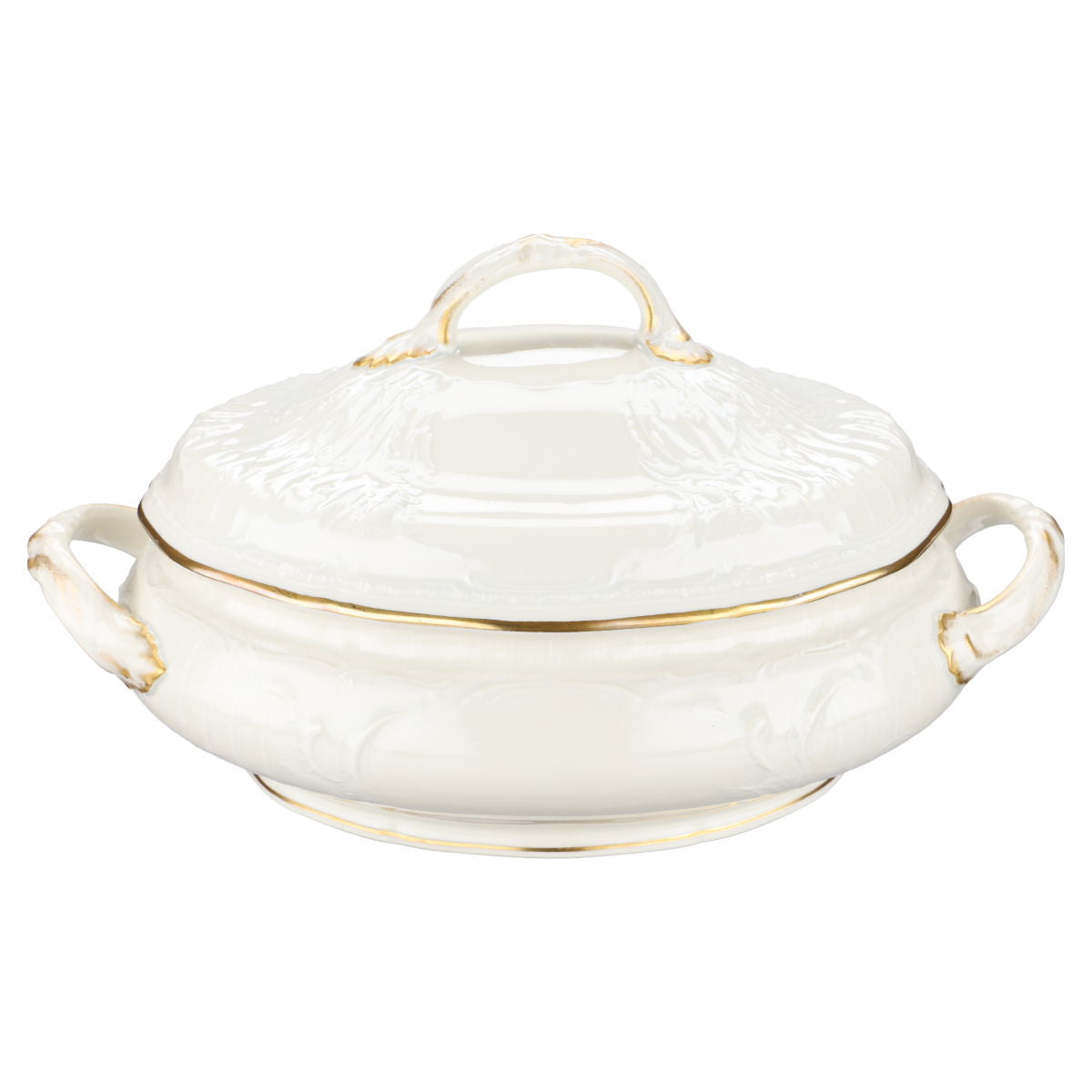 Servierterrine oval Dekor gestaubt