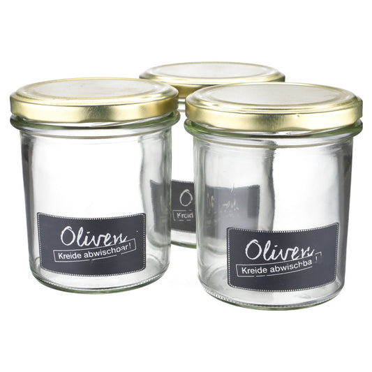 Einmachglas 3er Set Oliven mit Kreideschild