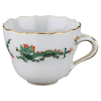 Mokkatasse als Gedeck 3tlg. Reicher Drache grün mit rot I.Wahl