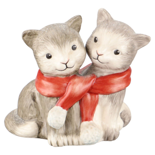 Katzenpaar mit rotem Schal