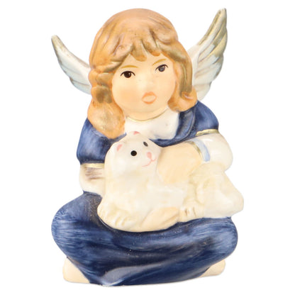 Engel sitzend mit Katze klein H 4,5 cm