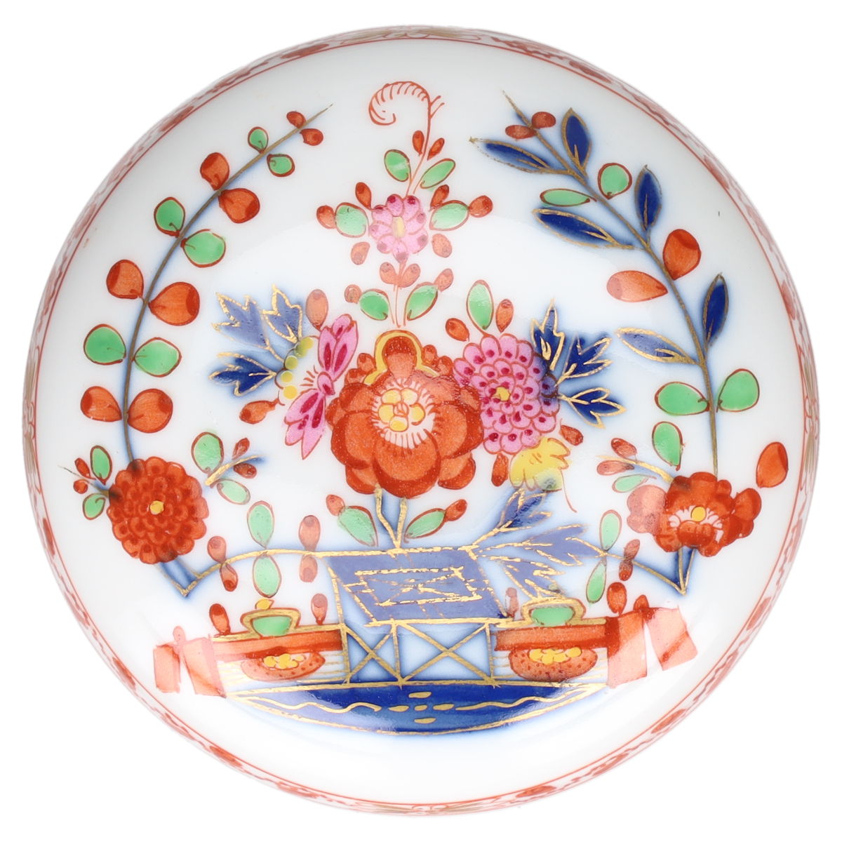 Süßstoffdose Deckeldose klein Tischchenmuster I.W Knaufzeit