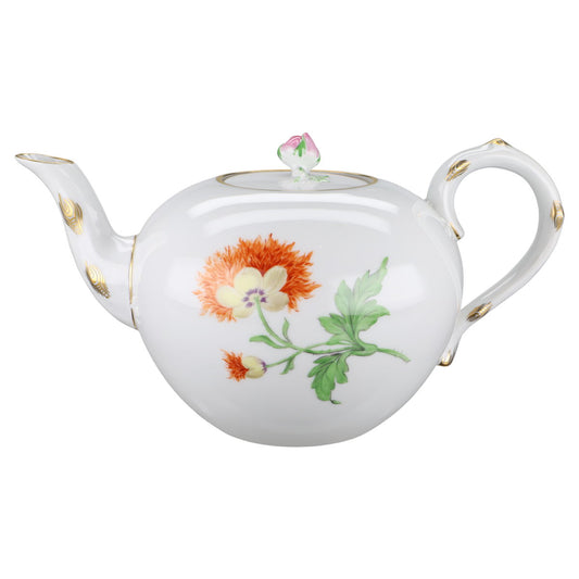 Teekanne mit Mohn und Gerbera