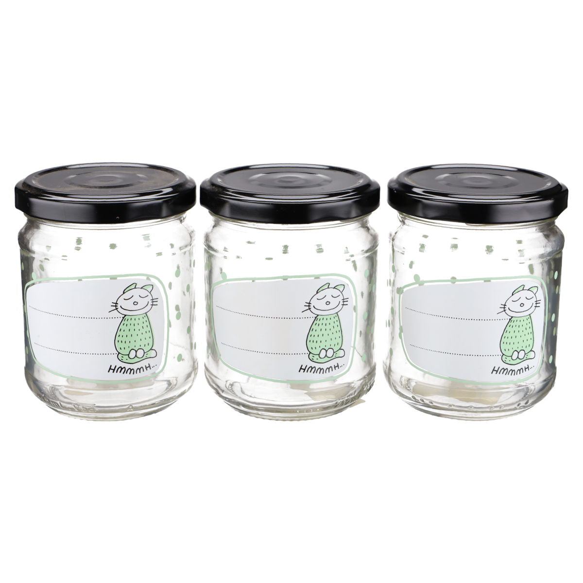 3 x Einmachglas mit Katze Hmmmh... beschriftbar