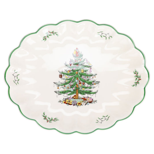 Servierplatte oval welliger Rand