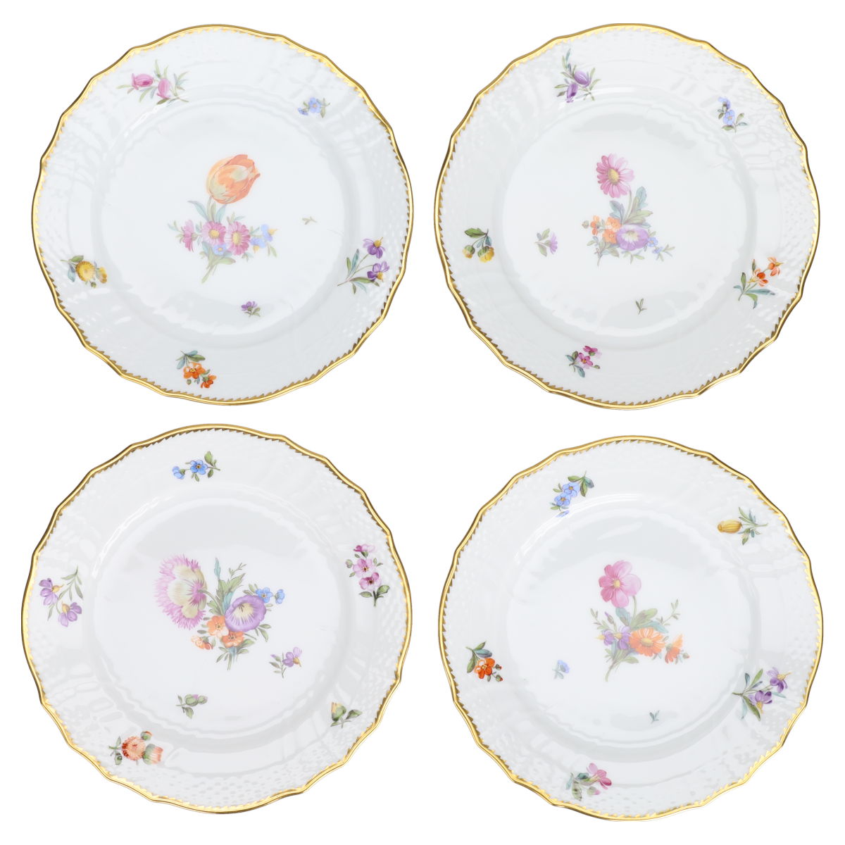 4 x Brotteller 1627 verschiedene Motive