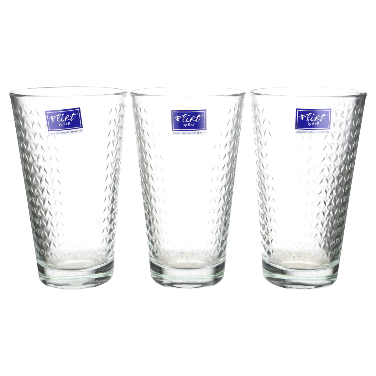 3 x Longdrinkglas Dreiecks-Relief