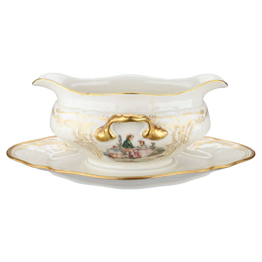 Sauciere mit Teller einteilig