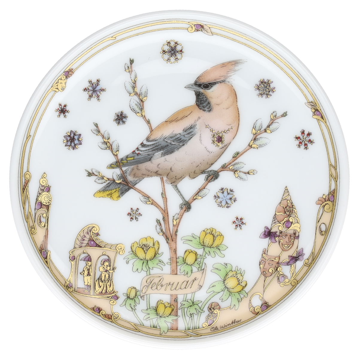 Februar Seidenschwanz und Winterling Motiv 302