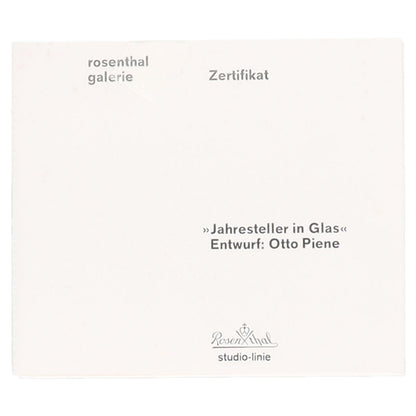 Jahresteller in Glas Otto Piene 1974 Platin hinterlegt mit Zertifikat OVP