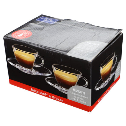 2 x Espressotasse mit Untere aus Glas in OVP