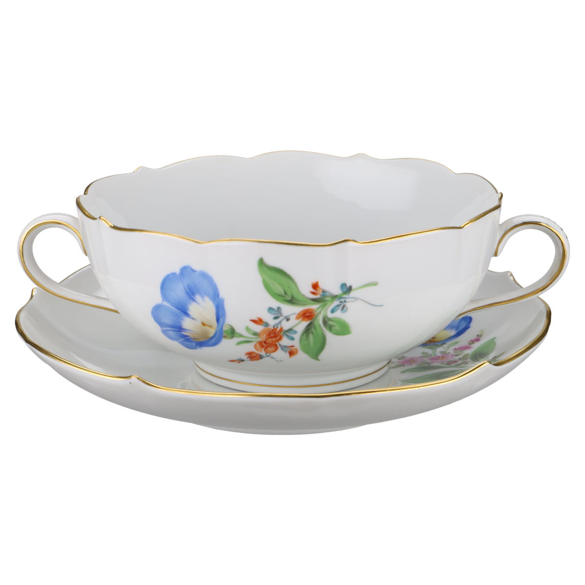 Suppentasse mit Untertasse Bandwinde blau