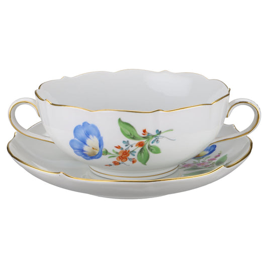 Suppentasse mit Untertasse Bandwinde blau