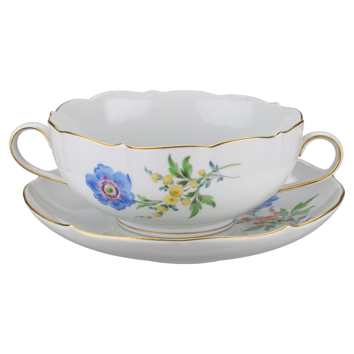Suppentasse  mit Untertasse blaue Blume