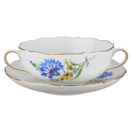 Suppentasse mit Untertasse Aster blau