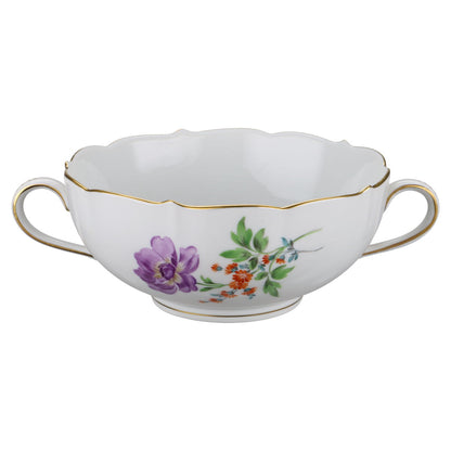 Suppentasse mit Untertasse  Blüte lila