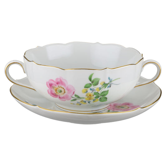 Suppentasse mit Untertasse Wildrose