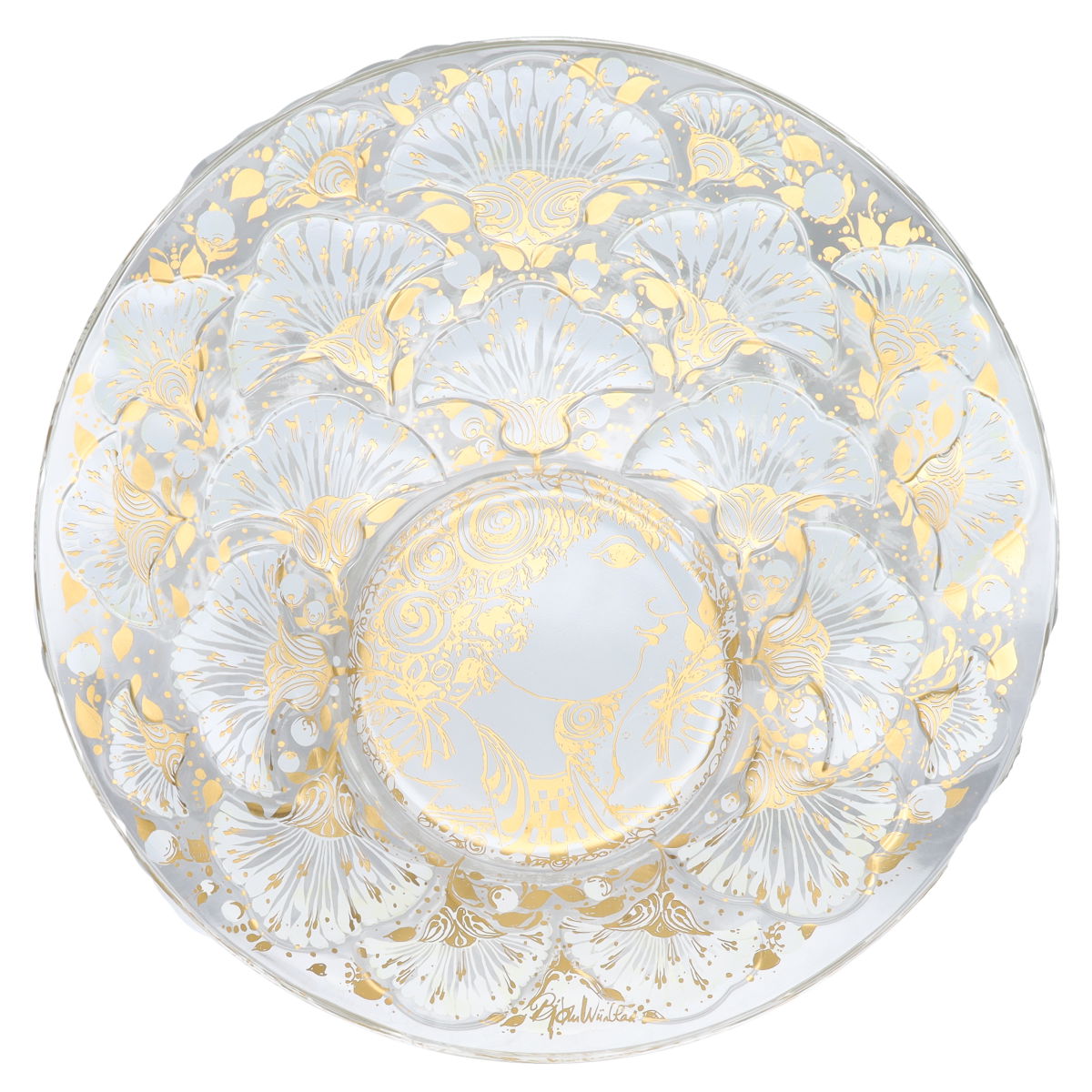 Jahresteller in Glas 1976 Björn Wiinblad zum Aufstellen in OVP