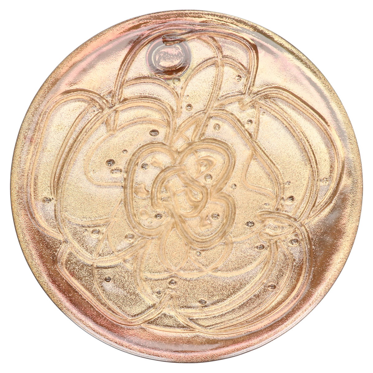 Jahresteller in Glas Otto Piene 1974 Gold hinterlegt mit Zertifikat OVP