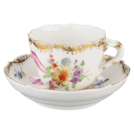 Mokkatasse Espressotasse mit Untere Blumenbouquet mit Goldkante