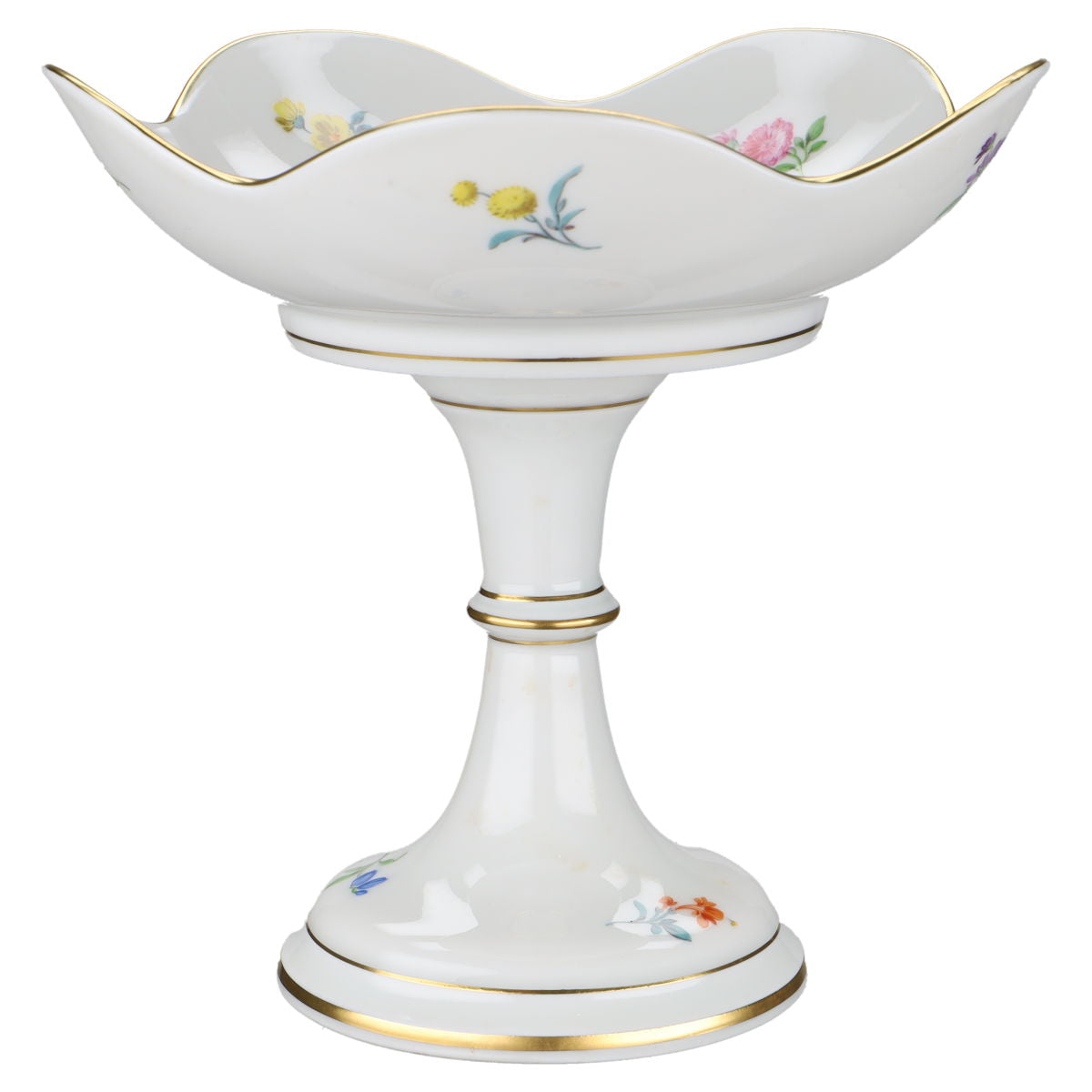 Schale auf Fuß Wellenform klein Motiv Blumenbouquet II.W