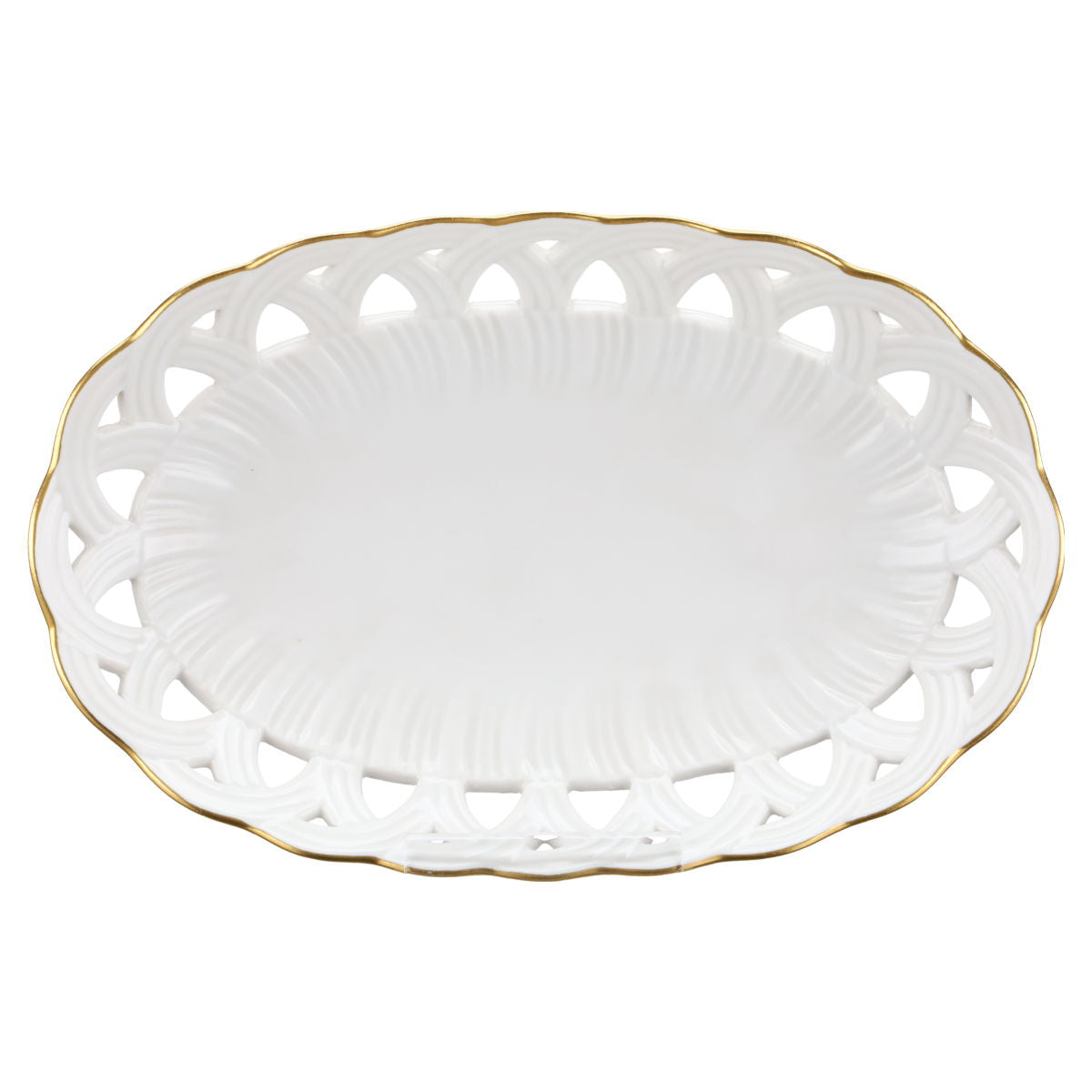 Schale Durchbruch oval mit Goldrand