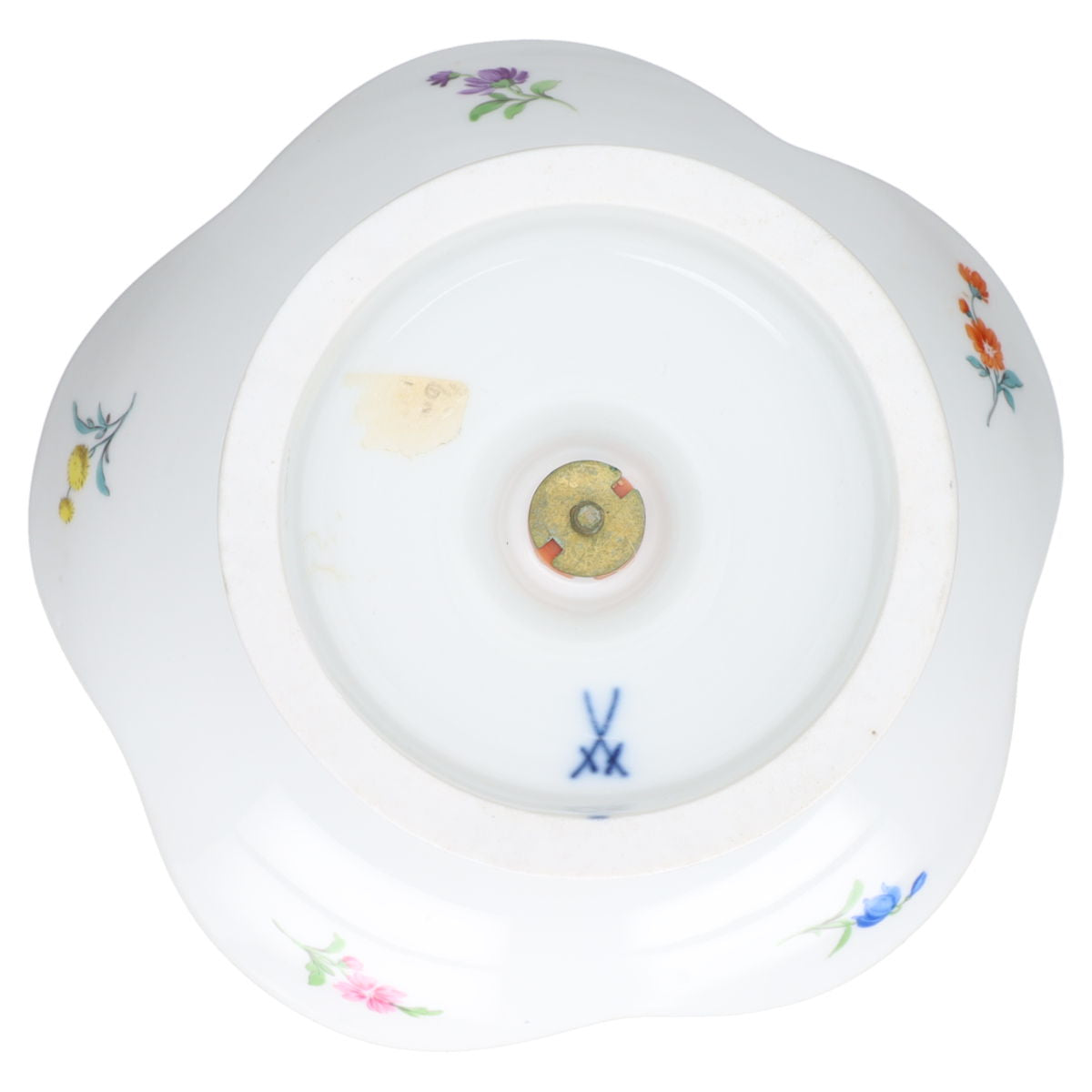 Schale auf Fuß Wellenform klein Motiv Blumenbouquet II.W