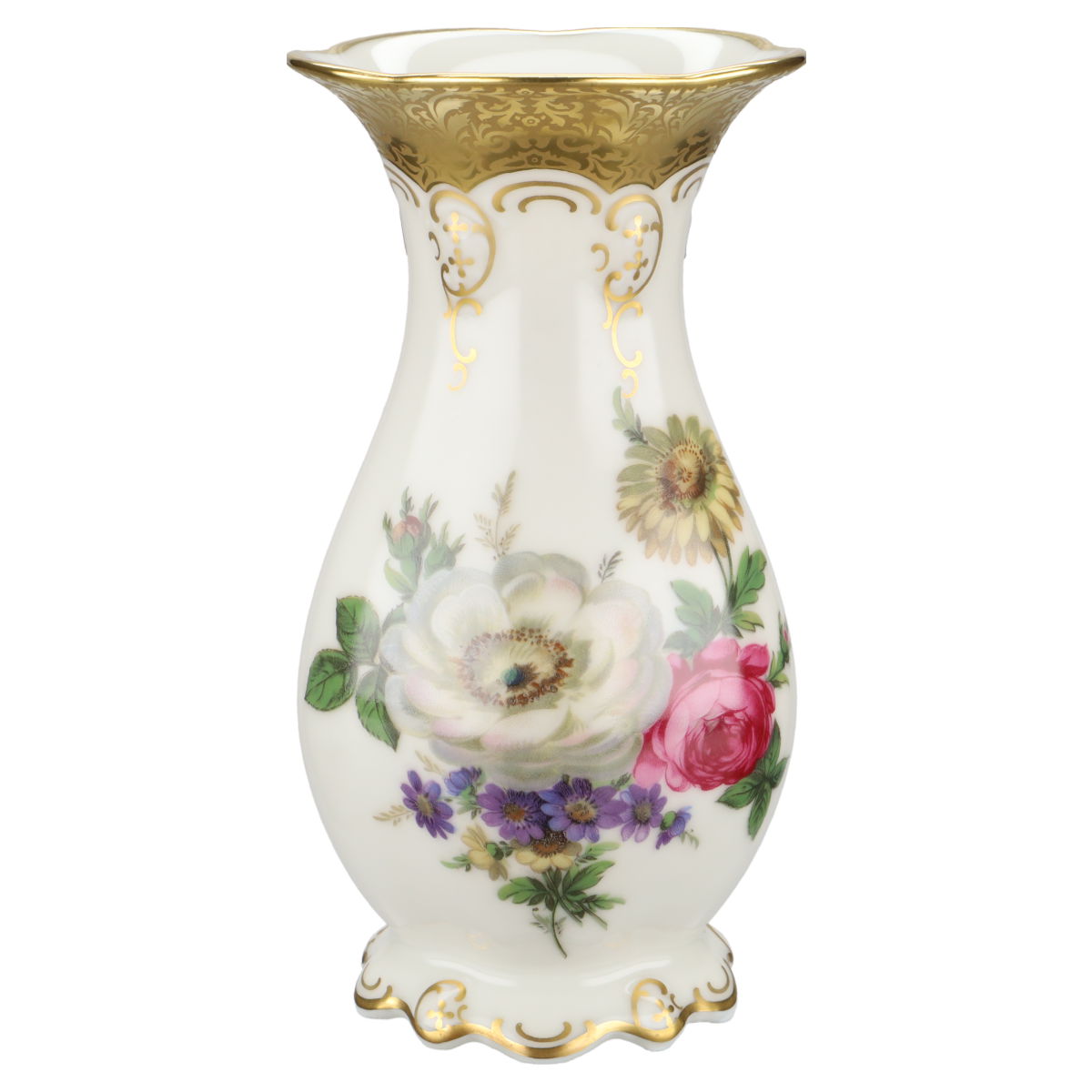 Vase klein Motiv Astern mit Goldapplikationen